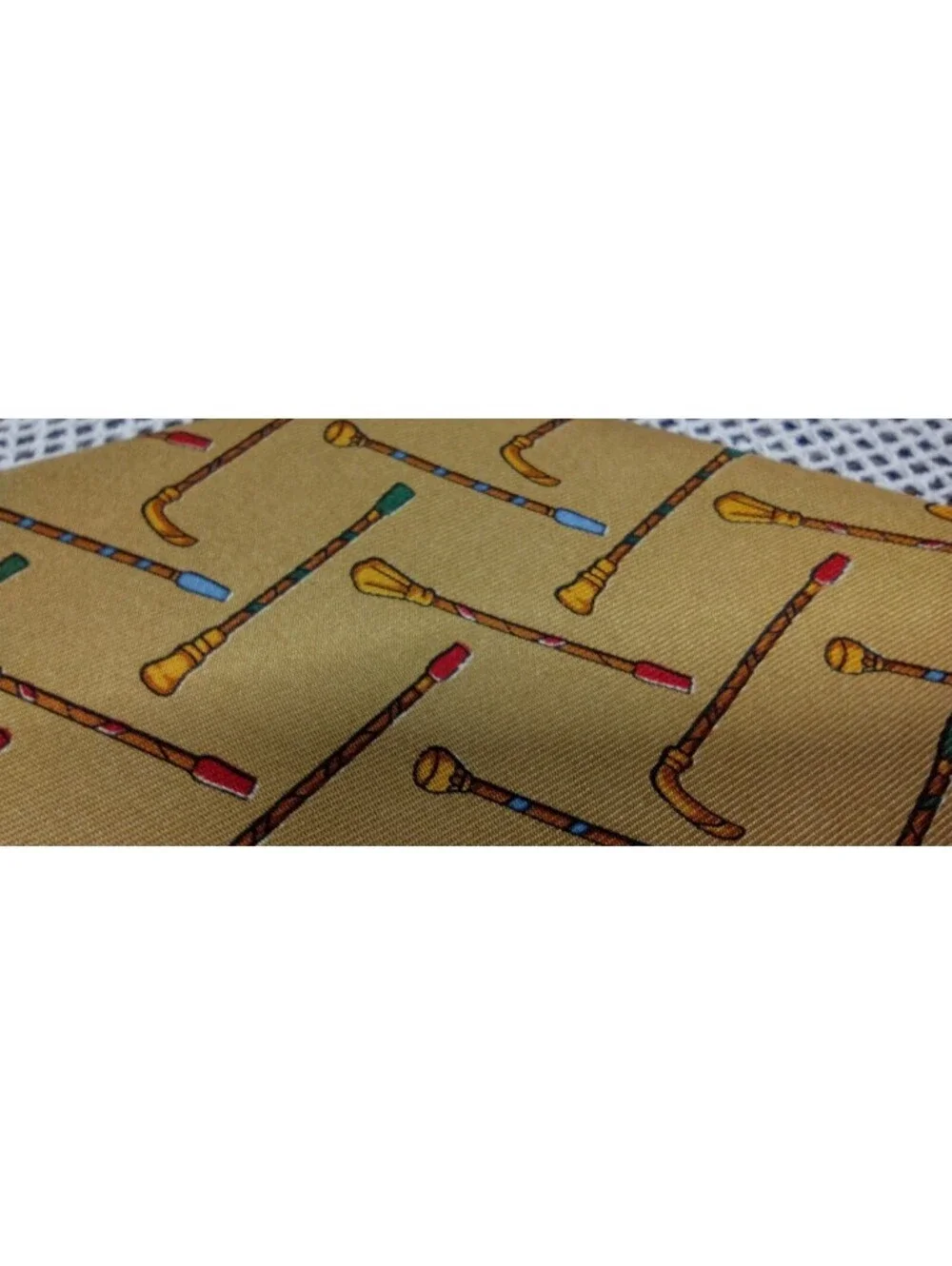 Vintage Salvatore Ferragamo Bronze Silk Tie Canes 1990s SAKS 5th AVENUE New Tag